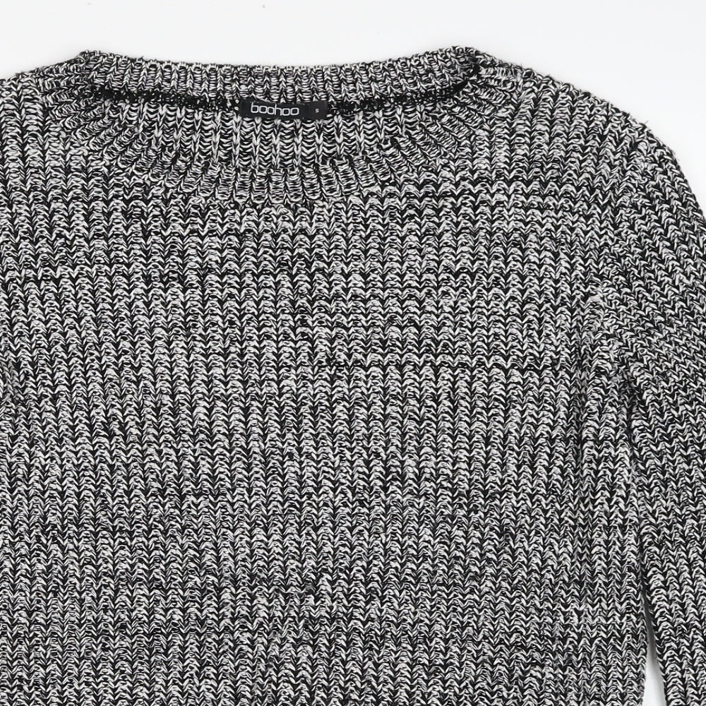 Boohoo Womens Black Round Neck Acrylic Pullover Jumper Size S - Love Heart Elbow Pads