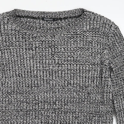 Boohoo Womens Black Round Neck Acrylic Pullover Jumper Size S - Love Heart Elbow Pads