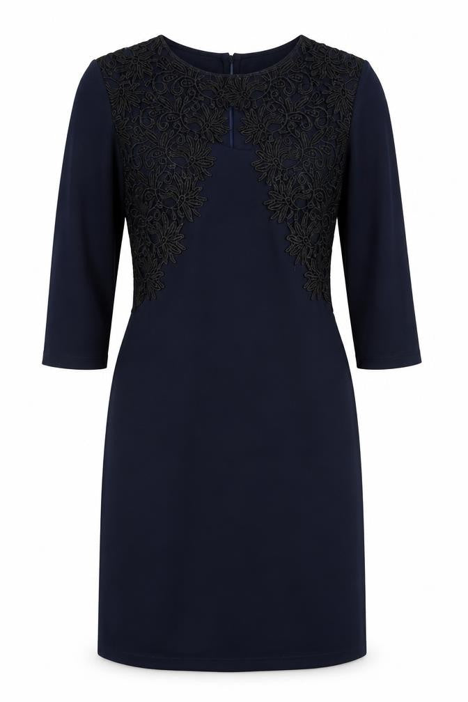 Preworn Womens Blue Polyester Sheath Size M Round Neck Zip