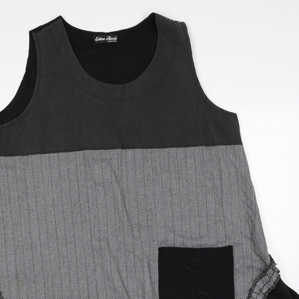 Eden Rock Womens Black Colourblock Cotton Shirt Dress Size S Scoop Neck Pullover