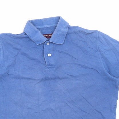 Brook Taverner Mens Blue Cotton Polo Size M Collared Button