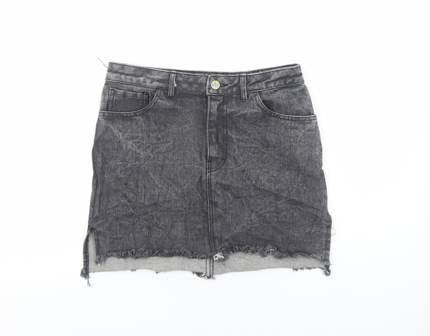 Motel Womens Grey Cotton Mini Skirt Size S Zip