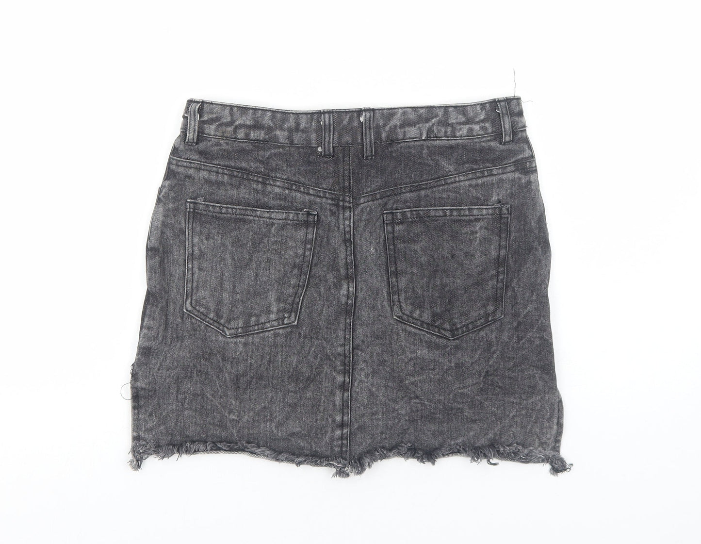 Motel Womens Grey Cotton Mini Skirt Size S Zip