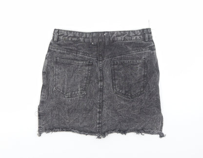 Motel Womens Grey Cotton Mini Skirt Size S Zip