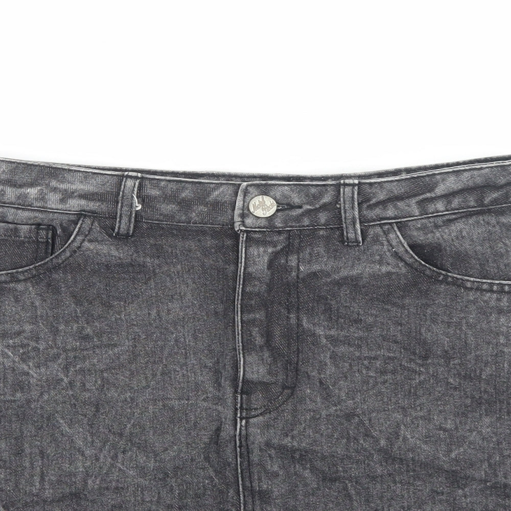 Motel Womens Grey Cotton Mini Skirt Size S Zip