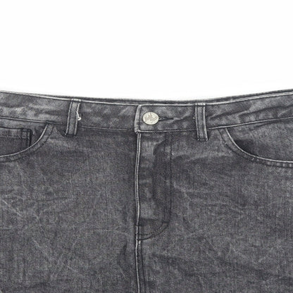 Motel Womens Grey Cotton Mini Skirt Size S Zip