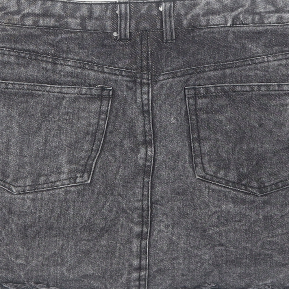 Motel Womens Grey Cotton Mini Skirt Size S Zip