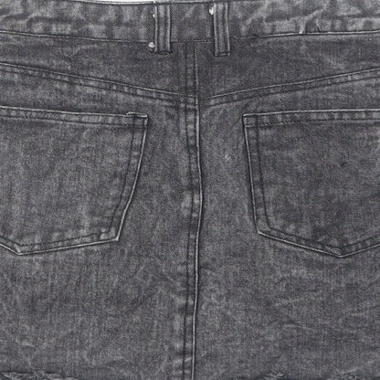 Motel Womens Grey Cotton Mini Skirt Size S Zip