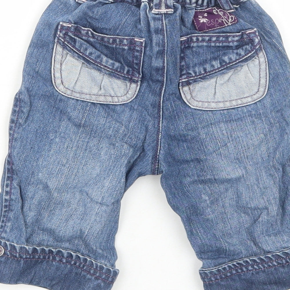 Esprit Girls Blue Cotton Cropped Jeans Size 9 Months L50 cm Pullover