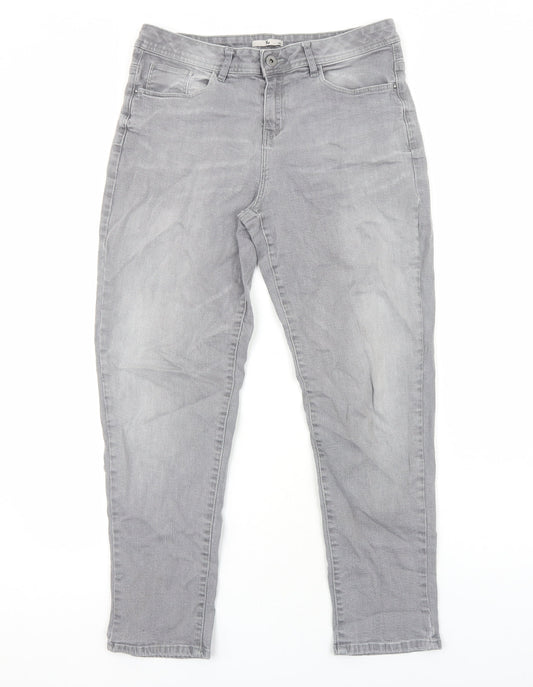 TU Womens Grey Cotton Skinny Jeans Size 14 Regular Zip