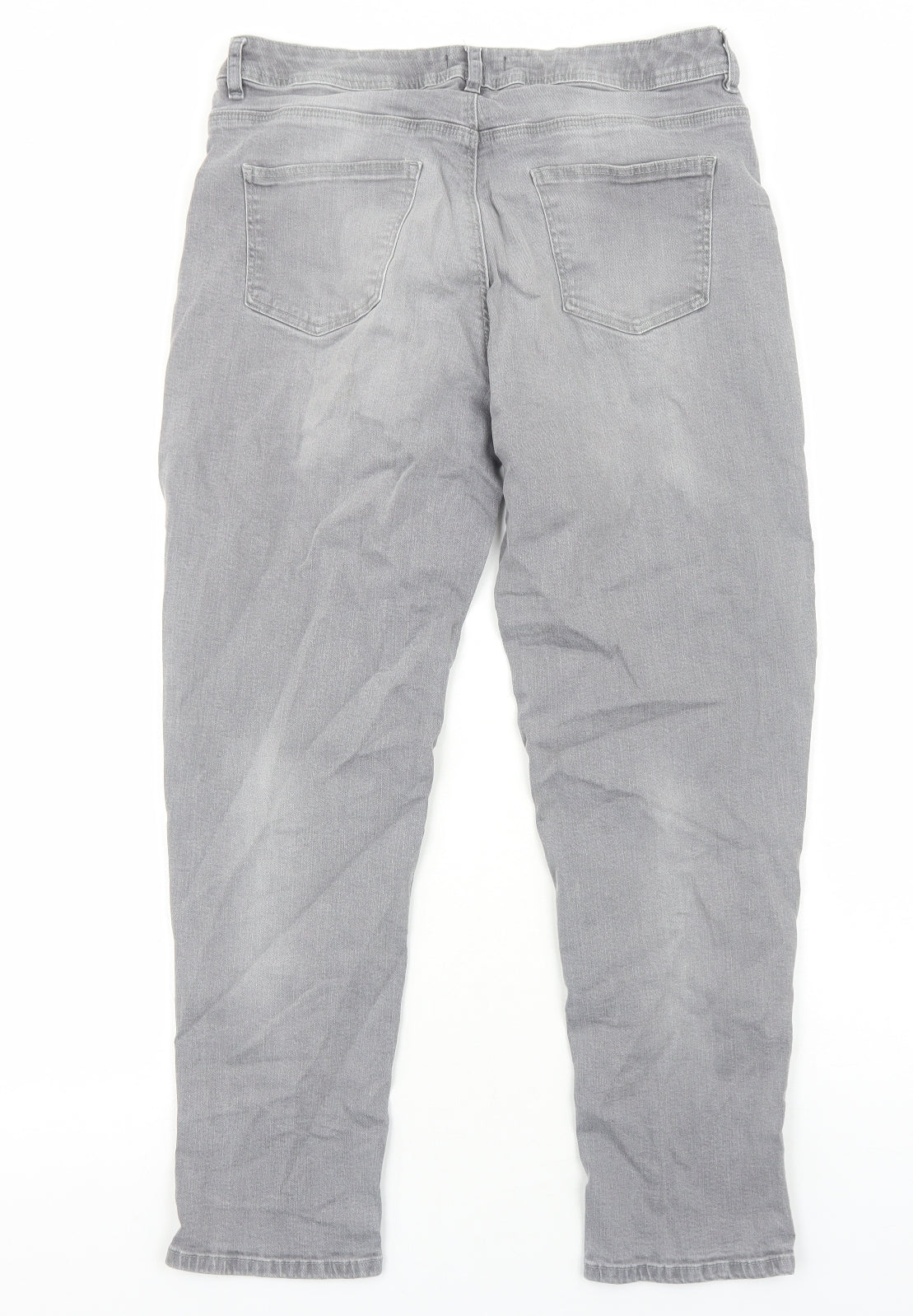 TU Womens Grey Cotton Skinny Jeans Size 14 Regular Zip