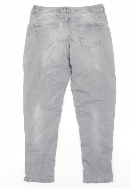 TU Womens Grey Cotton Skinny Jeans Size 14 Regular Zip