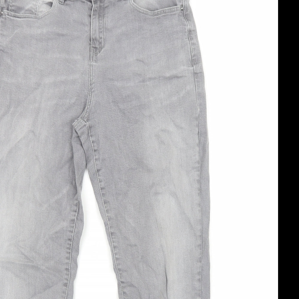 TU Womens Grey Cotton Skinny Jeans Size 14 Regular Zip