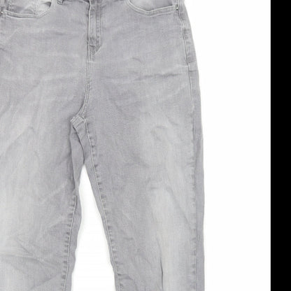 TU Womens Grey Cotton Skinny Jeans Size 14 Regular Zip