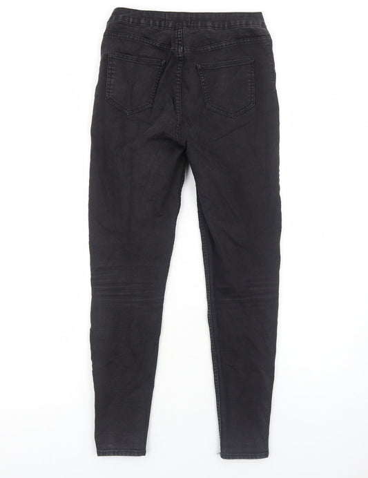 New Look Womens Black Cotton Skinny Jeans Size 12 Regular Zip