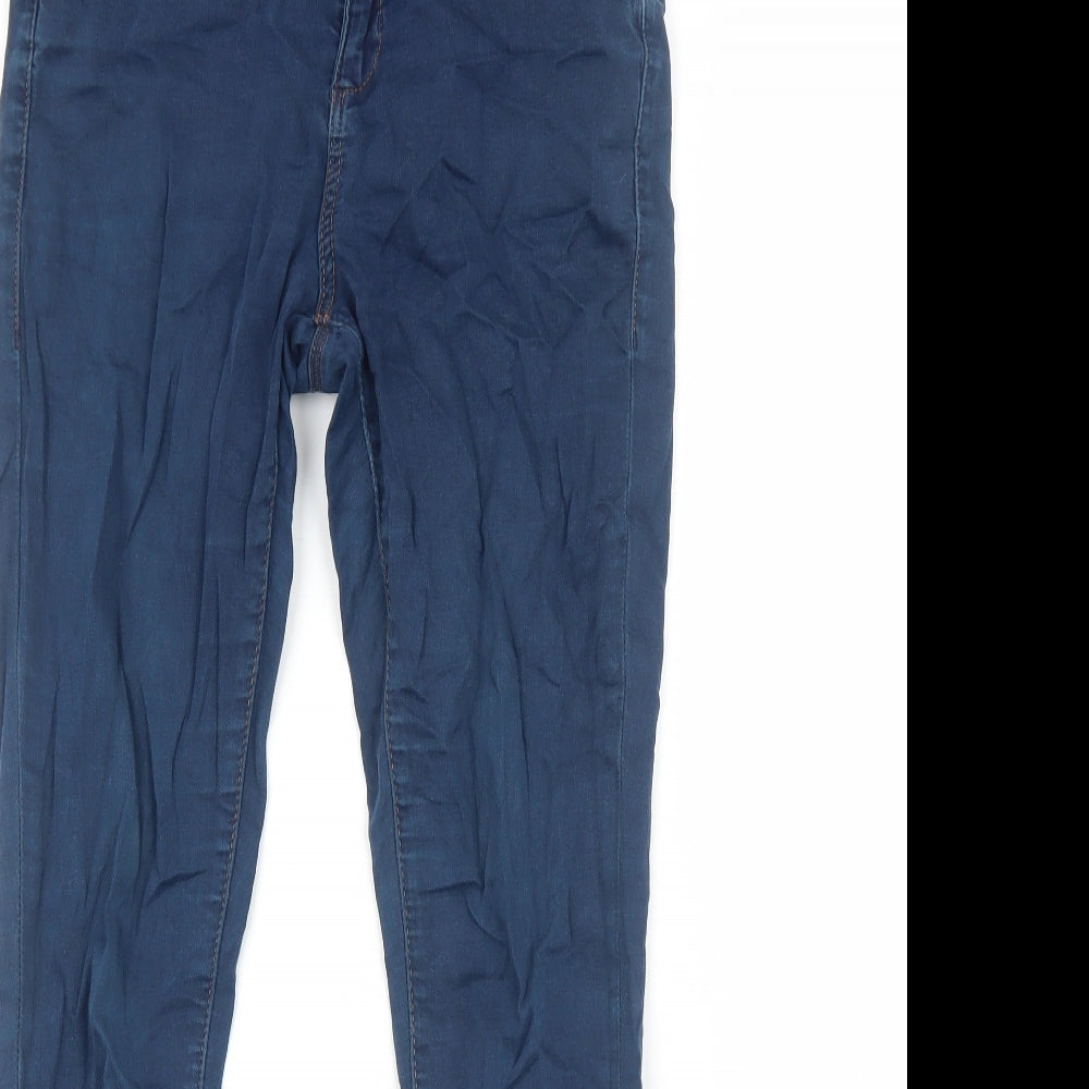 Topshop Womens Blue Cotton Skinny Jeans Size 10 L30 in Regular Zip