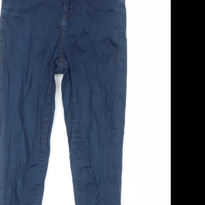Topshop Womens Blue Cotton Skinny Jeans Size 10 L30 in Regular Zip