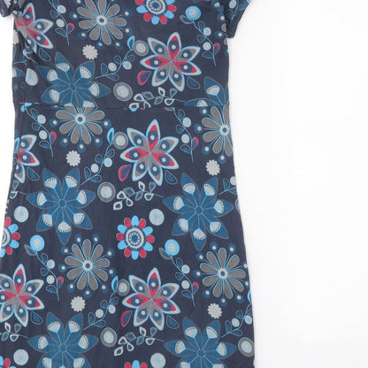 Preworn Womens Blue Geometric Polyester A-Line One Size V-Neck Pullover