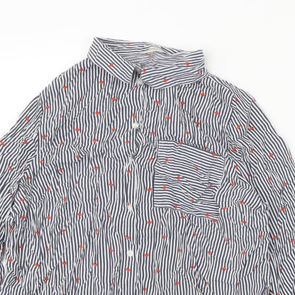 Papaya Womens White Striped Viscose Basic Button-Up Size 14 Collared - Hearts