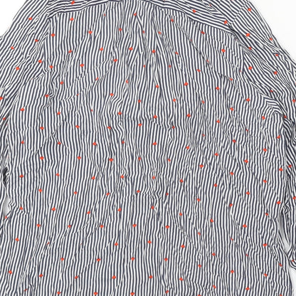 Papaya Womens White Striped Viscose Basic Button-Up Size 14 Collared - Hearts