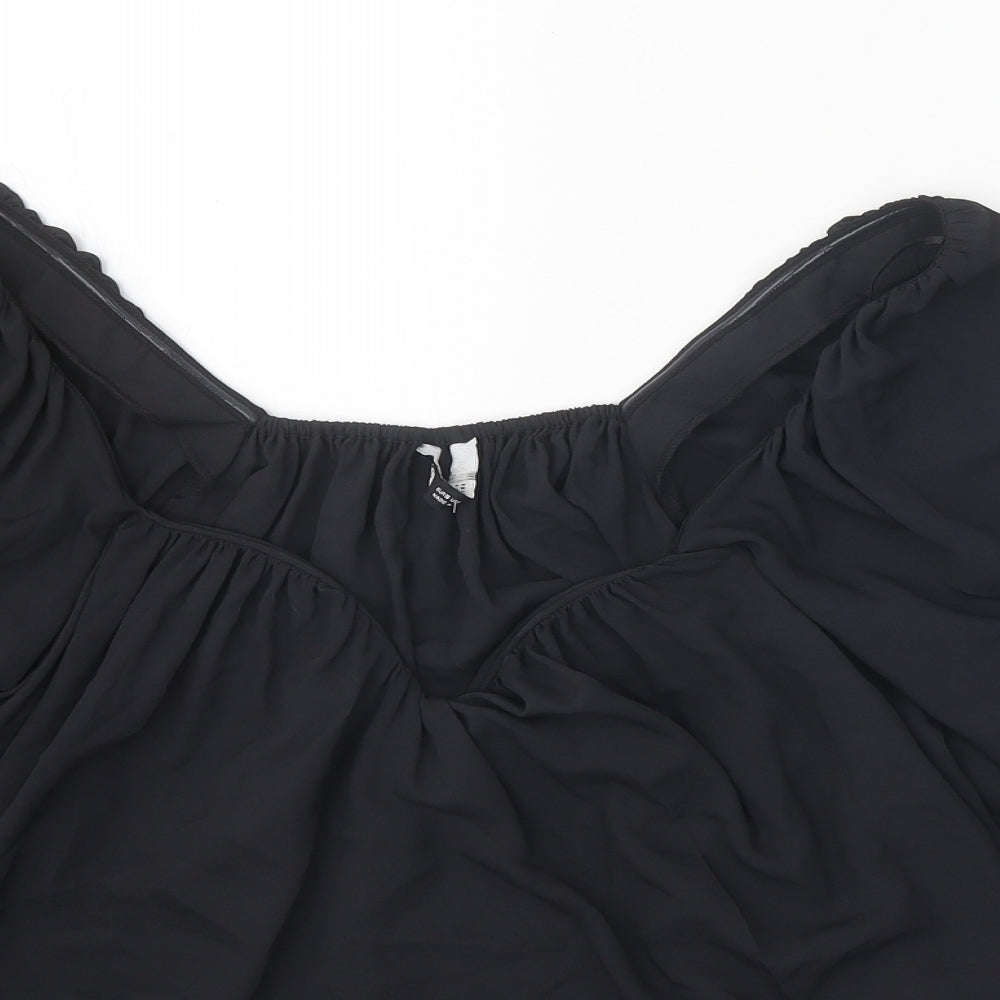 Womens UK Size S Zara Black Basic Blouse
