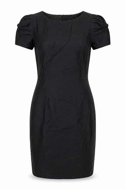 Limited Collection Womens Black Linen Sheath Size 10 Round Neck Zip