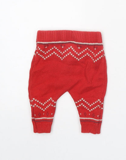 NEXT Baby Red Geometric 100% Cotton Jogger Leggings Size 0-3 Months L50 cm Pullover