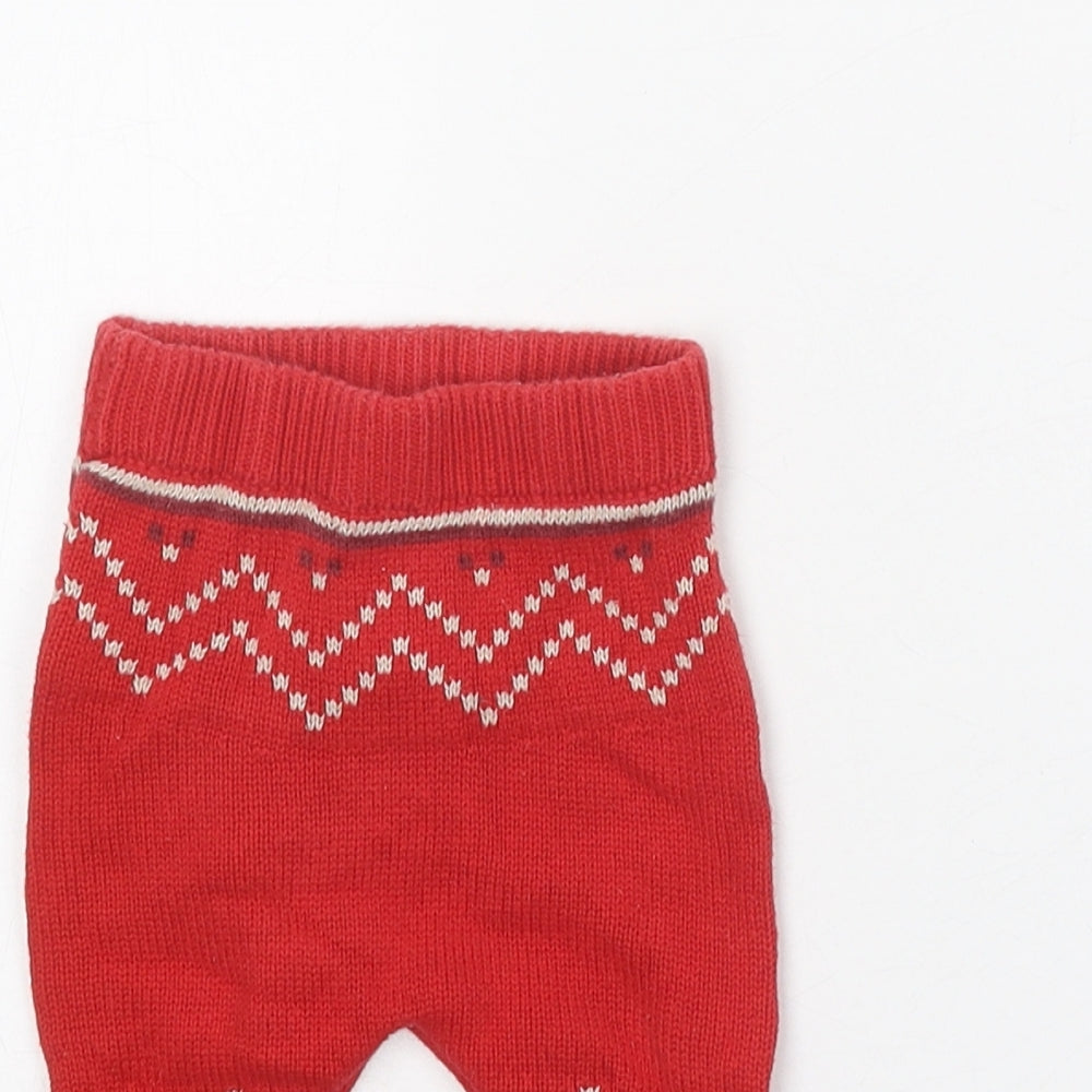 NEXT Baby Red Geometric 100% Cotton Jogger Leggings Size 0-3 Months L50 cm Pullover