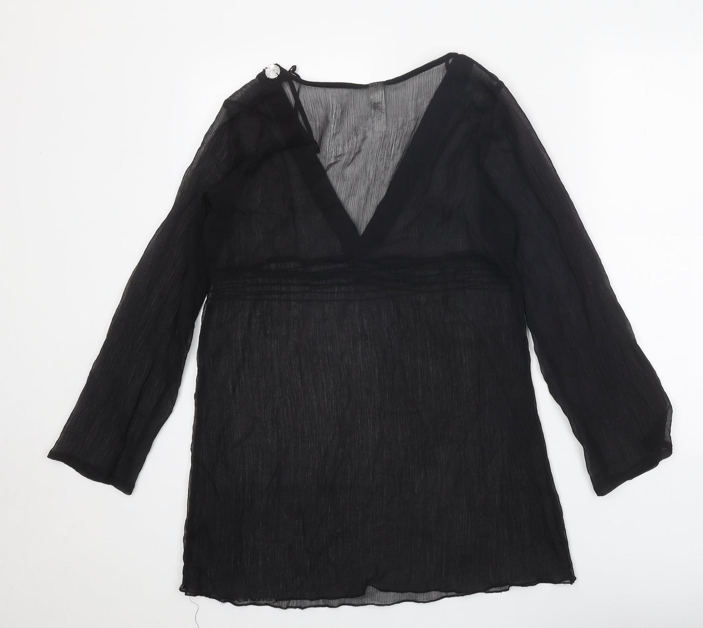 Womens UK Size 8 Ocean Club Black Tunic Blouse