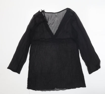 Womens UK Size 8 Ocean Club Black Tunic Blouse