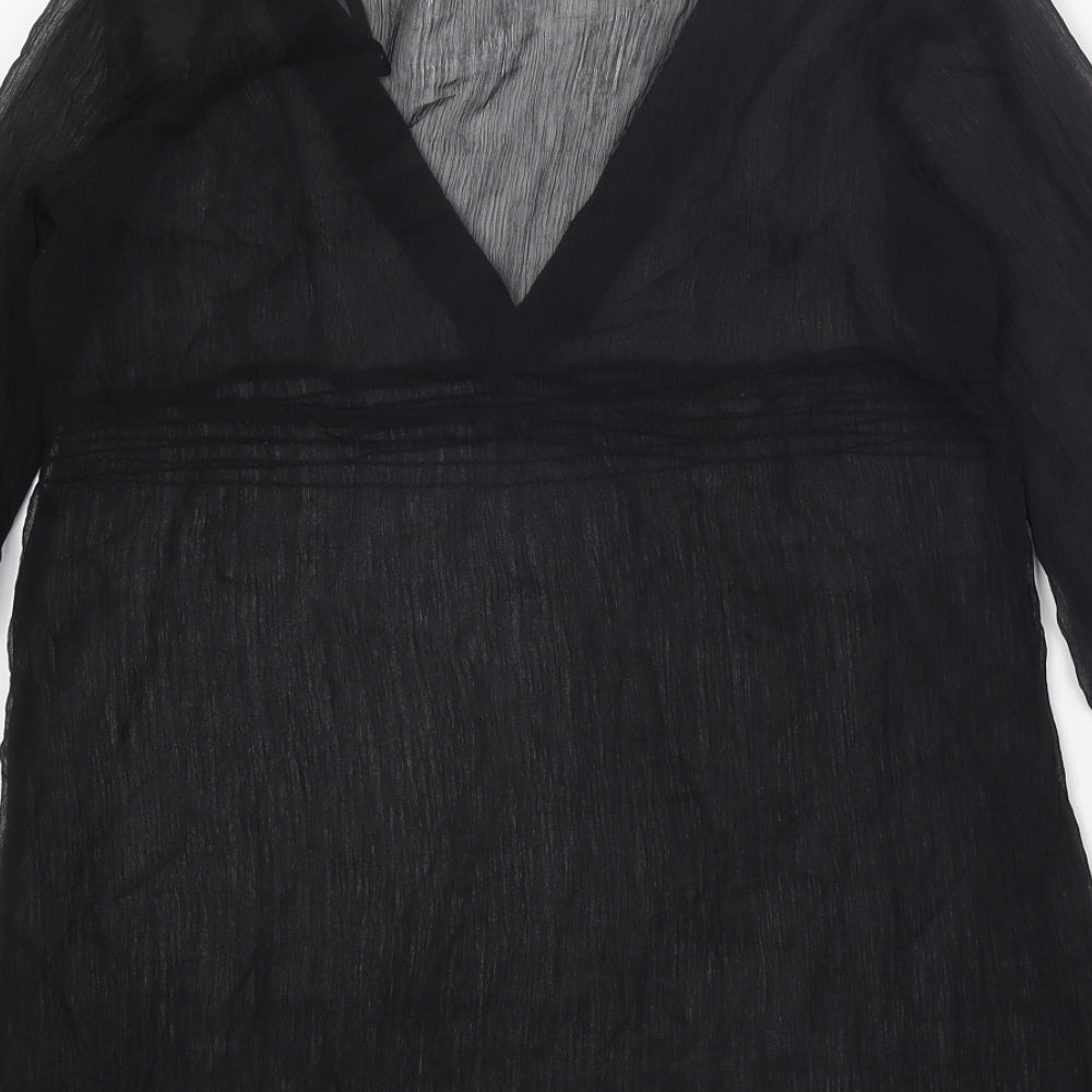 Womens UK Size 8 Ocean Club Black Tunic Blouse
