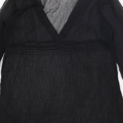 Womens UK Size 8 Ocean Club Black Tunic Blouse