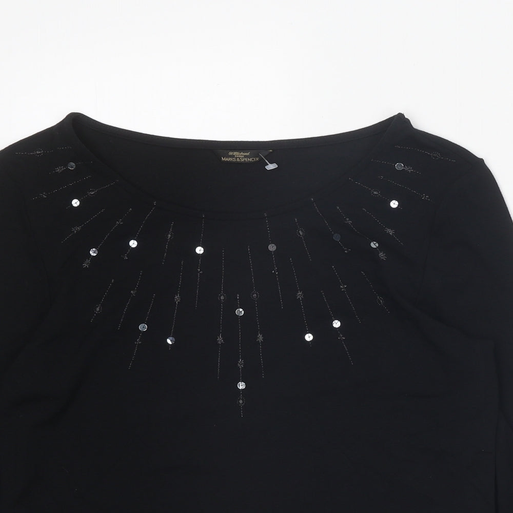 Womens UK Size 12 St Michael Black Basic Blouse