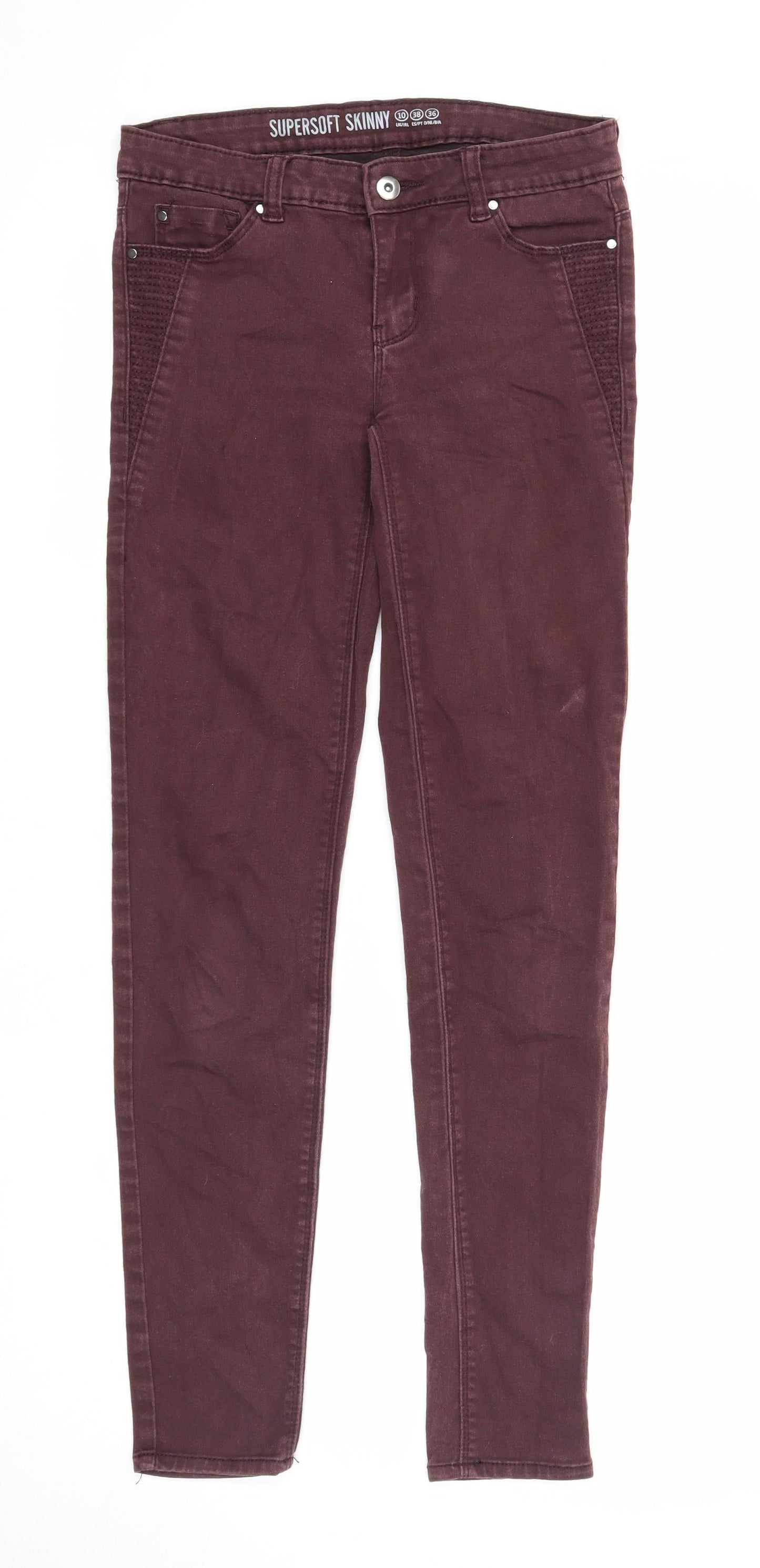 Denim & Co. Womens Purple Cotton Skinny Jeans Size 10 Regular Zip