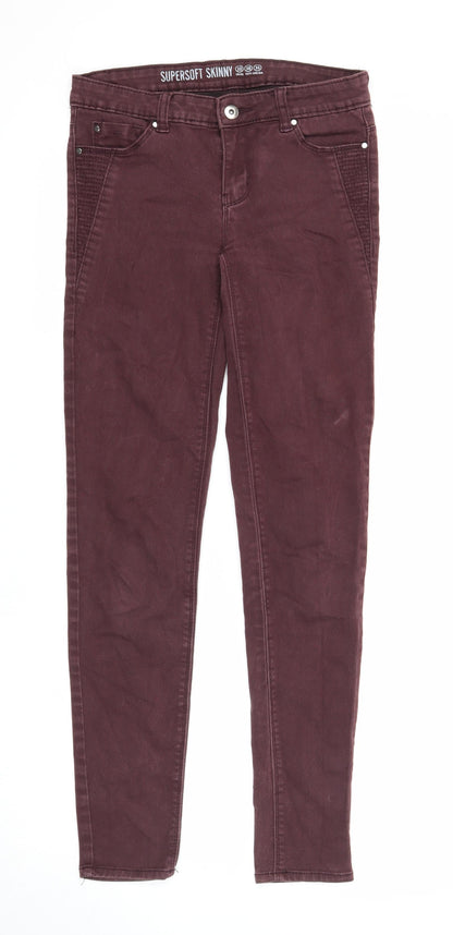 Denim & Co. Womens Purple Cotton Skinny Jeans Size 10 Regular Zip