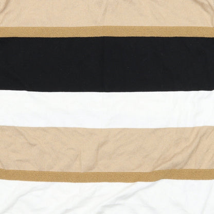 River Island Mens Multicoloured Striped Cotton Polo Size XL Collared Snap