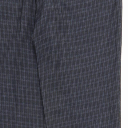 Preworn Mens Blue Plaid Polyester Dress Pants Trousers Size 34 in L33 in Regular Zip