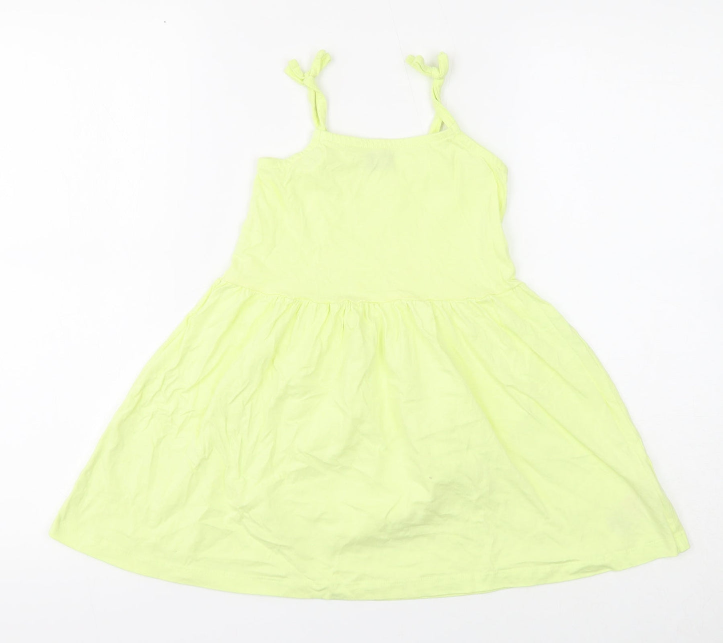 Little Kids Girls Yellow Cotton A-Line Size 3-4 Years Square Neck Pullover
