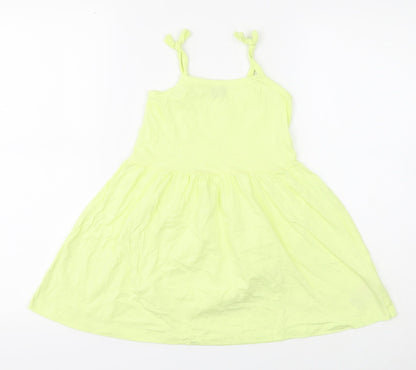 Little Kids Girls Yellow Cotton A-Line Size 3-4 Years Square Neck Pullover