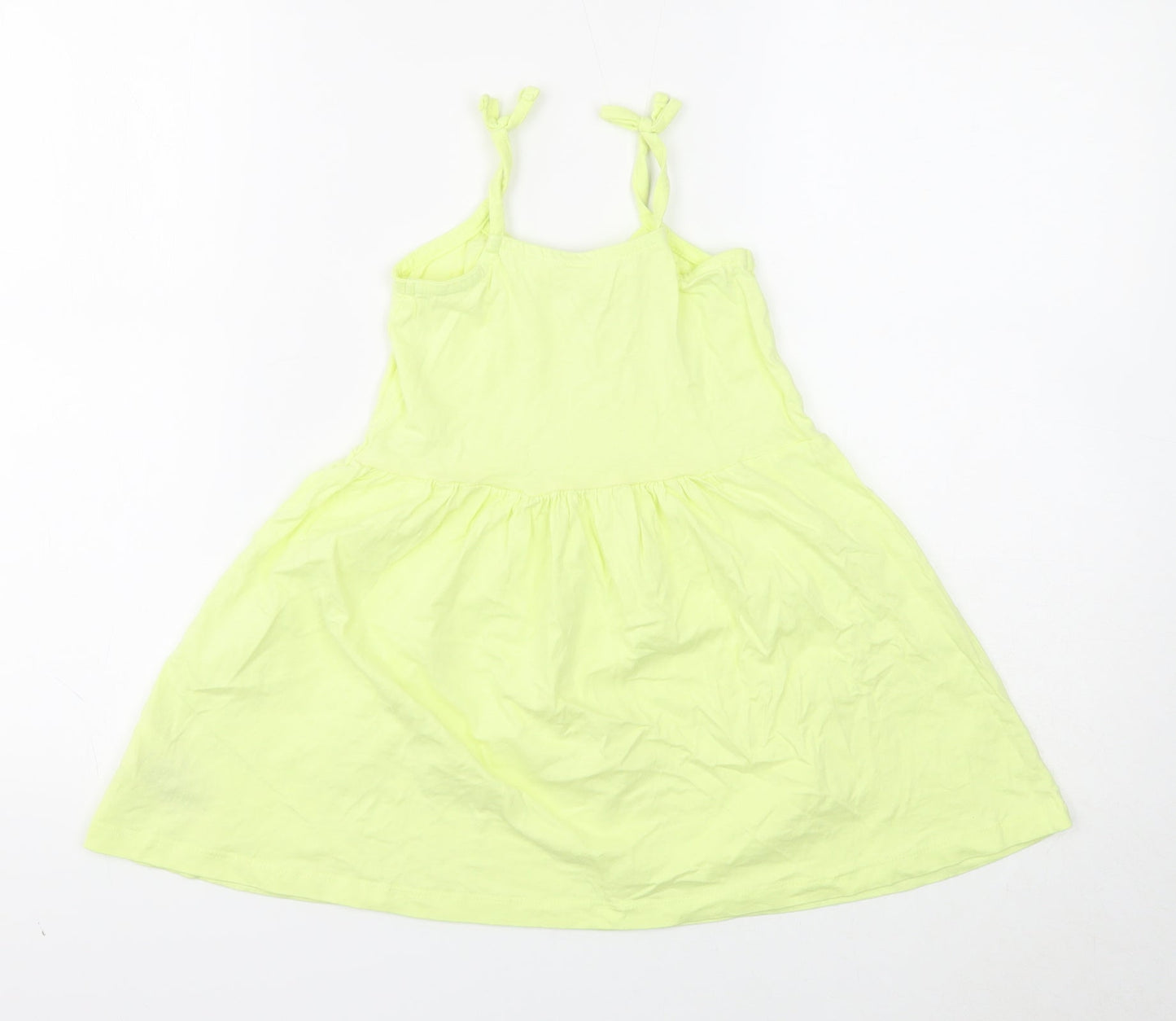Little Kids Girls Yellow Cotton A-Line Size 3-4 Years Square Neck Pullover