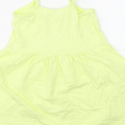 Little Kids Girls Yellow Cotton A-Line Size 3-4 Years Square Neck Pullover