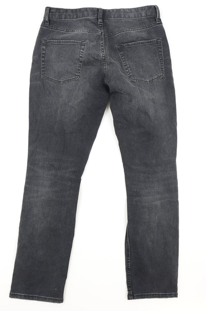 Mens UK Size 30 in Topman Slim Fit Straight Black Jeans