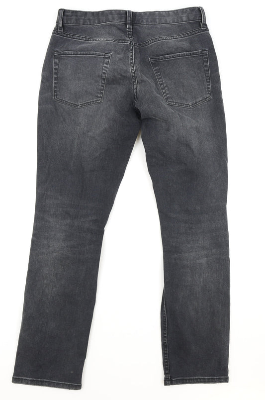 Mens UK Size 30 in Topman Slim Fit Straight Black Jeans