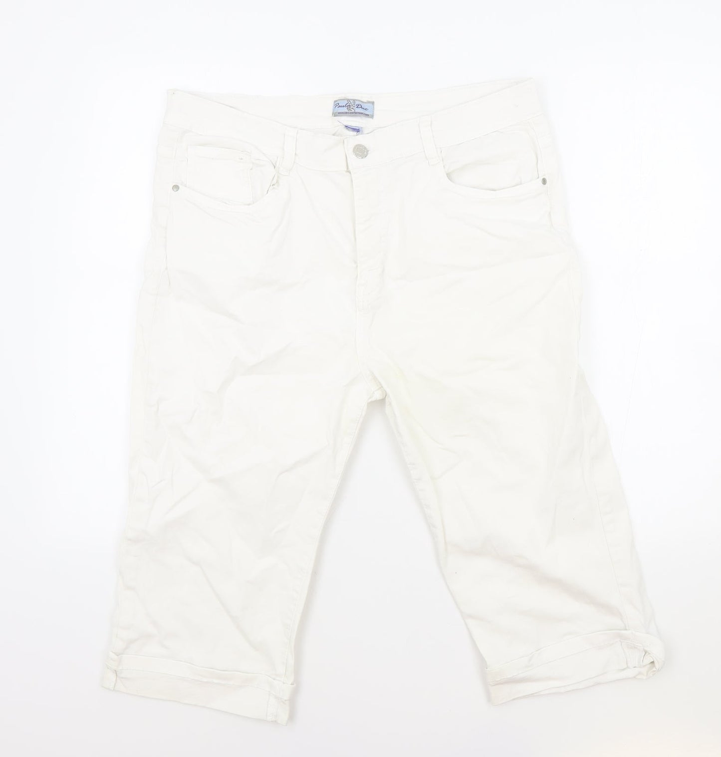 Pamlo Due Womens White Cotton Straight Jeans Size 34 in Regular Zip