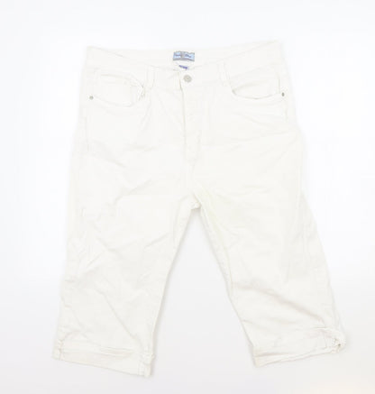 Pamlo Due Womens White Cotton Straight Jeans Size 34 in Regular Zip