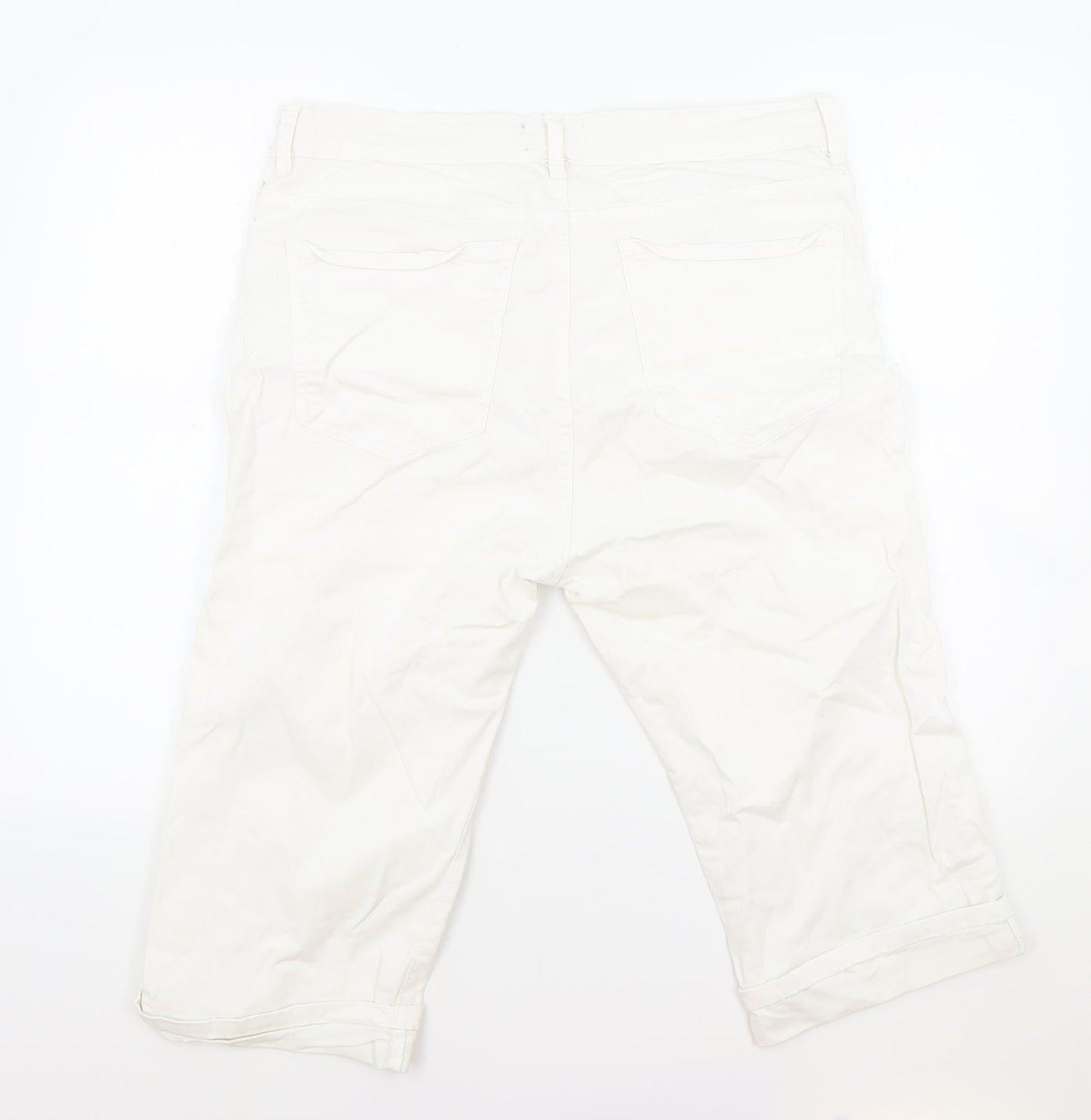 Pamlo Due Womens White Cotton Straight Jeans Size 34 in Regular Zip