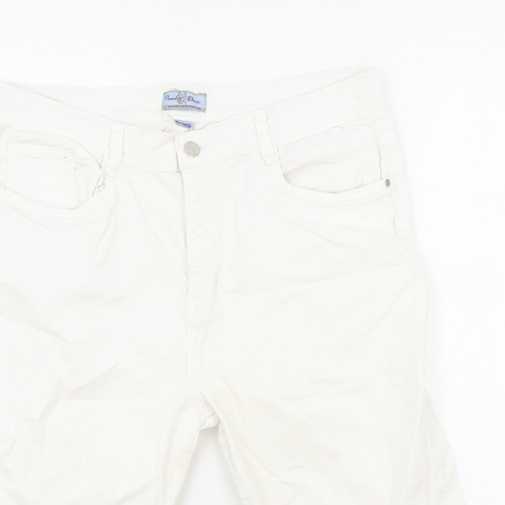 Pamlo Due Womens White Cotton Straight Jeans Size 34 in Regular Zip