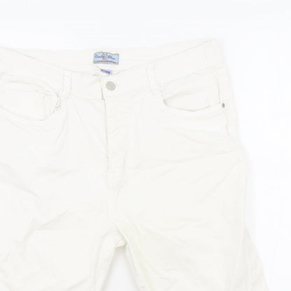 Pamlo Due Womens White Cotton Straight Jeans Size 34 in Regular Zip