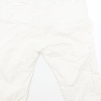 Pamlo Due Womens White Cotton Straight Jeans Size 34 in Regular Zip