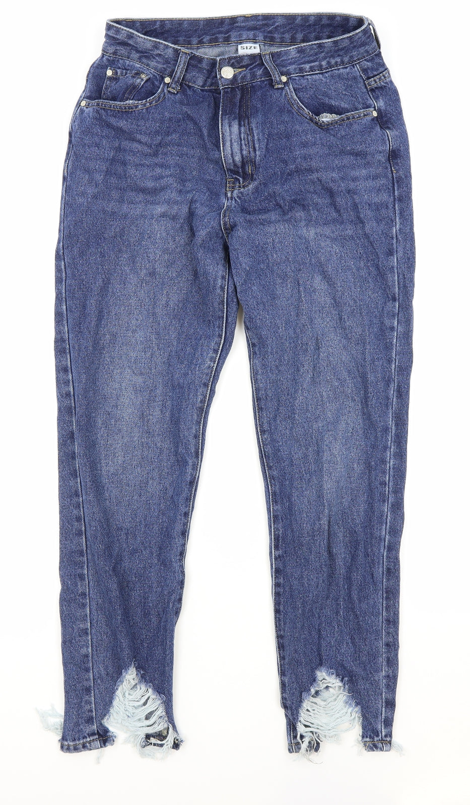 Preworn Womens Blue Cotton Straight Jeans Size L Regular Zip